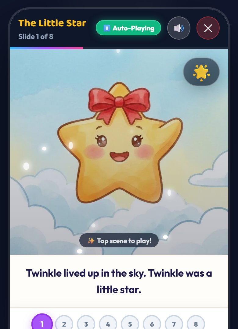 A page of The Little Star storybook, with the words shown under the picture.